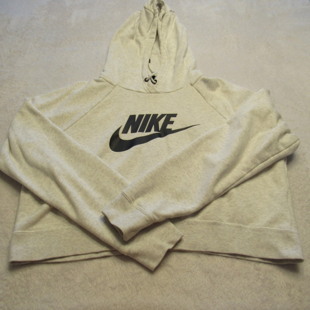 Nike Hoodie Women's Large Grey Cropped Pullover Futura Logo Sportswear